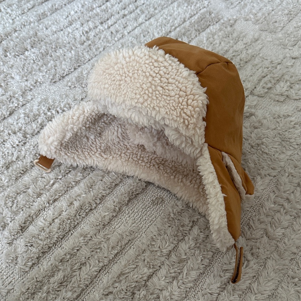 Warm Tan and Cream Kids Aviator Hat
